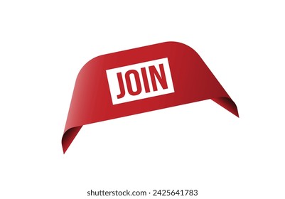 Únete al banner de etiqueta de cinta roja.