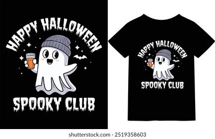 "Únete a la diversión espeluznante de este Halloween con nuestra exclusiva camiseta 'Happy Halloween Spooky Club'! Perfecto para fiestas de Halloween, casas embrujadas o noches acogedoras, este diseño juguetón captura lo festivo