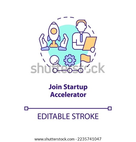 Join startup accelerator concept icon. Entrepreneur program. Small business abstract idea thin line illustration. Isolated outline drawing. Editable stroke. Arial, Myriad Pro-Bold fonts used