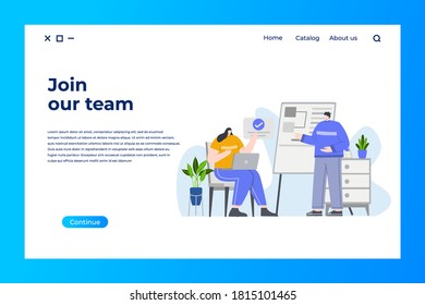 join team concept flat  illustration of office workers for landing page