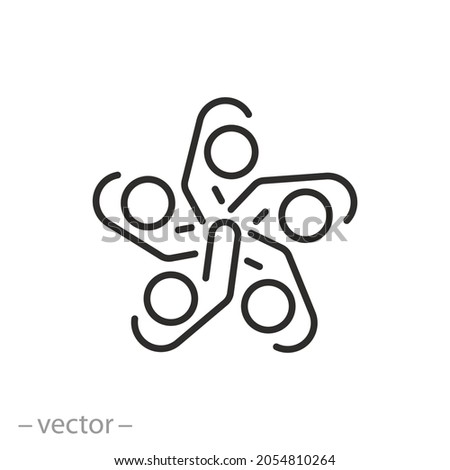 join team icon, corporate teamwork, business partnership, professional community, hand effort together, people group support or help, thin line symbol - editable stroke vector illustration