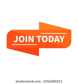 Join Today In Orange Rectangle Ribbon Shape With White Line For Advertisement Business
