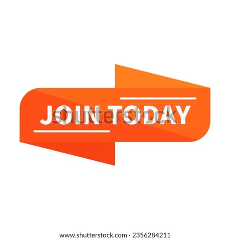 Join Today In Orange Rectangle Ribbon Shape With White Line For Advertisement Business
