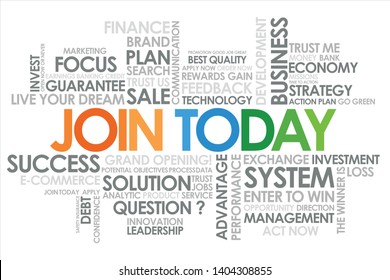 Join Today in word cloud and white background