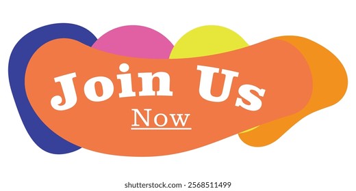 Join us banner. JOIN US calligraphy on bubble. Pimply message bubble icon. Flat style. EPS Vector illustration