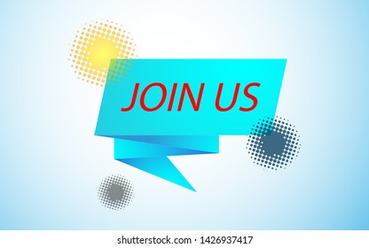 Join us banner concept with join us  text on blue background vector illustration