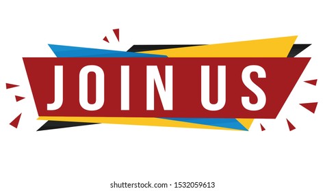 Join us banner design on white background, vector illustration