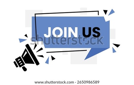 Join us banner with megaphone silhouette. Modern vector illustration for advertising, promotion, and social media campaigns. Join us silhouette.