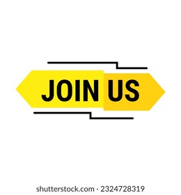 Join Us Banner In Yellow Duo Tone Rectangle Shape And Black Line For Promotion
