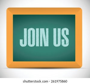 join us board sign concept illustration design over white