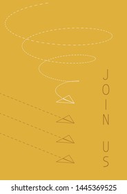 Join us. Business concept illustration with a folded paper plane.