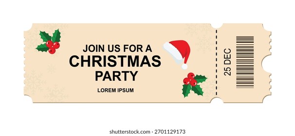 Únete a nosotros para un boleto de fiesta de Navidad para la celebración de la temporada navideña y la invitación
