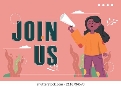 Join us concept illustration vector. Hiring employment or registration concept