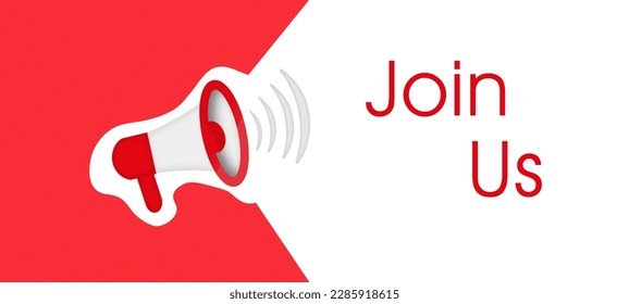 Join Us concept with megaphone. Web vector illustration.