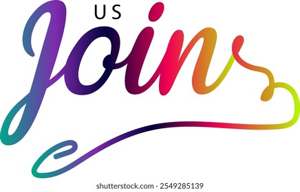 Junte-se a nós, Junte-se a nós - texto caligráfico personalizado