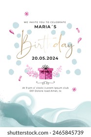 Join us for a delightful birthday celebration! Featuring elegant watercolor abstract shapes, our invitation promises a vibrant, artistic touch to an unforgettable event. Don't miss it!
