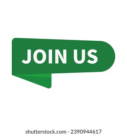 Join Us In Green Rounded Rectangle Ribbon Shape For Promotion Marketing
