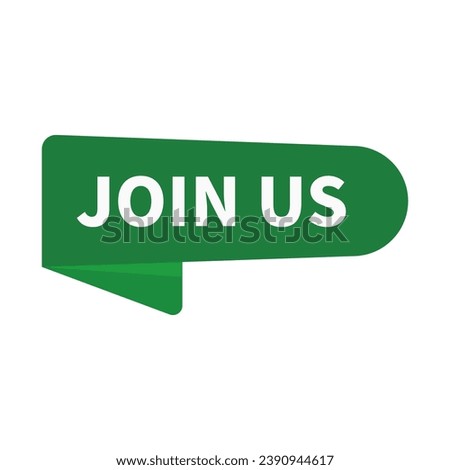 Join Us In Green Rounded Rectangle Ribbon Shape For Promotion Marketing
