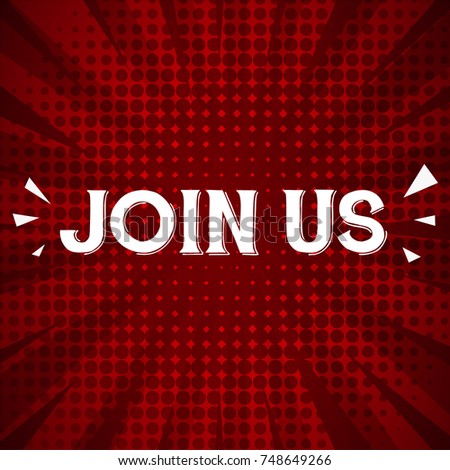 join us greeting card with red retro design
