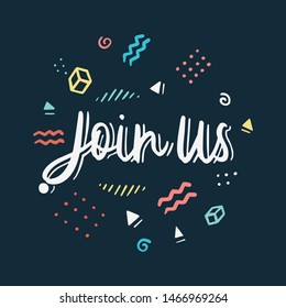 join us hand lettering banner 