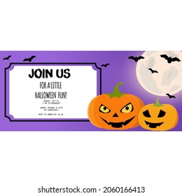 Join us for a little Halloween fun vector invitation card. Halloween Set vector. Halloween Background. Vector Illustration. Halloween sale Invitation Concept in Traditional Yellow and Black Colors wit