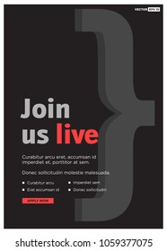 Join Us Live Poster Template With Text Date And Venue Placeholders