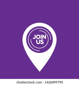 Join Us - map pin icon. label,sticker,tag. New brand pointer icon