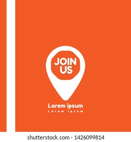 Join Us - map pin icon. label,sticker,tag. New brand pointer icon