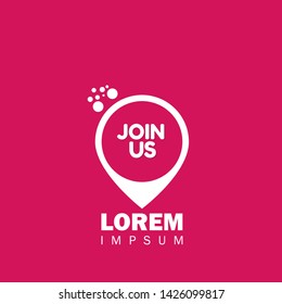 Join Us - map pin icon. label,sticker,tag. New brand pointer icon