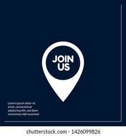 Join Us - map pin icon. label,sticker,tag. New brand pointer icon