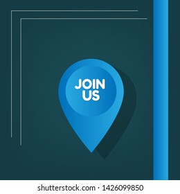 Join Us - map pin icon. label,sticker,tag. New brand pointer icon