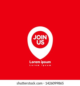 Join Us - map pin icon. label,sticker,tag. New brand pointer icon