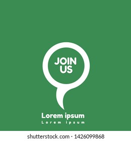 Join Us - map pin icon. label,sticker,tag. New brand pointer icon