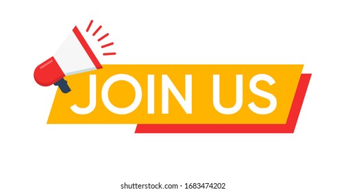 Join us with Megaphone banner flat design