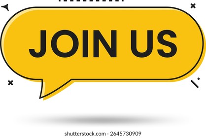 Join us now! Modern Yellow JOIN US Speech Bubble Graphic for Social Media Ads, Volunteer Programs, or Team Invitations – Clean Vector CTA Design
