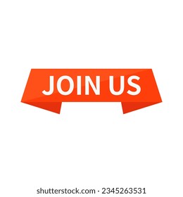 Join Us In Orange Rectangle Ribbon Shape For Business
