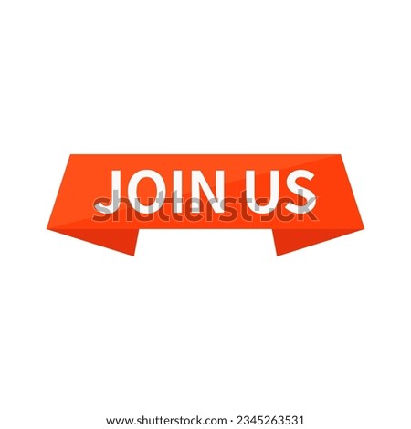 Join Us In Orange Rectangle Ribbon Shape For Business
