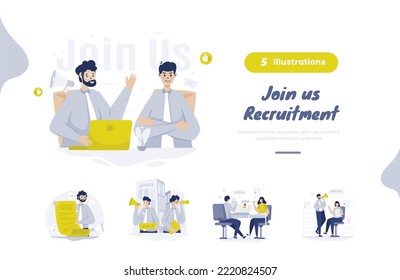 Join us our team recruitment illustration bundle pack