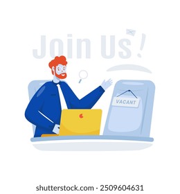 Join us recruitment concept, Work empty seat position available, Vector illustration