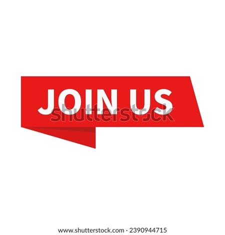 Join Us In Red Ribbon Rectangle Shape For Advertisement Marketing
