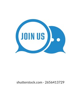Join-us-Zeichen auf weißem Hintergrund