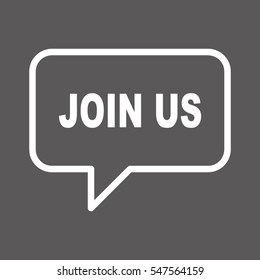 JOIN US speech bubble.
