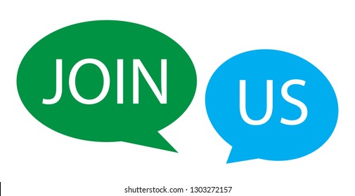 Join us speech bubble icon isolated on white background. Trendy join us speech bubble icon for web site, label, sticker, banner, design template and logo. Creative business concept,vector illustration