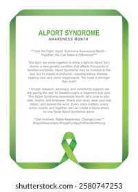 Join us in spreading awareness about Alport Syndrome, a genetic condition affecting kidneys, ears, and eyes. Learn, support, and make a difference