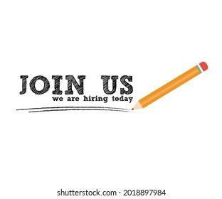 Join us today draw, drawing black underline and pencil