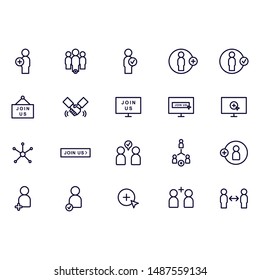 Join us vector icon set. line icons