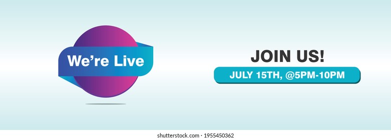 Join Us We Are Live Announcement Cover Banner For Social Media Marketing. We Are Live Blue Color Cover And Banner Template.