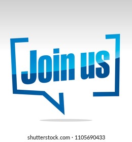Join us white grey blue sticker icon