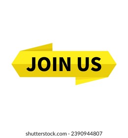 Join Us In Yellow Hexagonal Rectangle Ribbon Shape For Advertising Marketing
