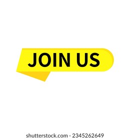 Join Us In Yellow Rounded Rectangle Ribbon Shape For Promotion
